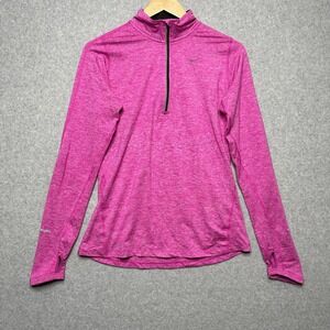 Nike Element Pink Heathered Quarter Zip Long Sleeve Running Top Women's Size S